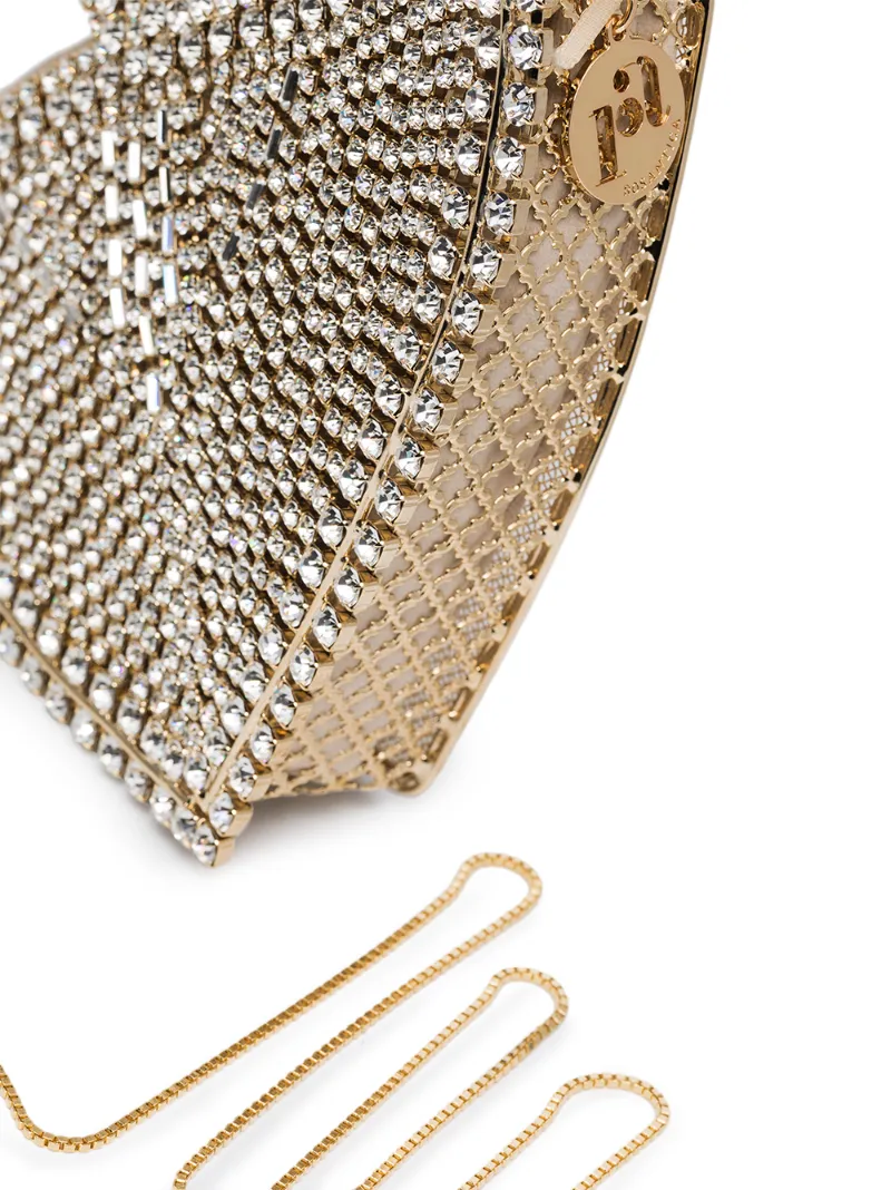 Rosantica Regina Crystal-embellished Heart Clutch Bag In Gold