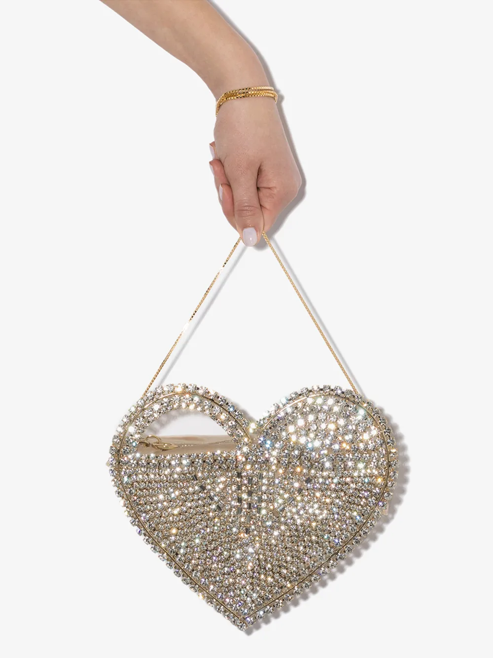 Rosantica Regina Crystal-embellished Heart Clutch Bag In Gold
