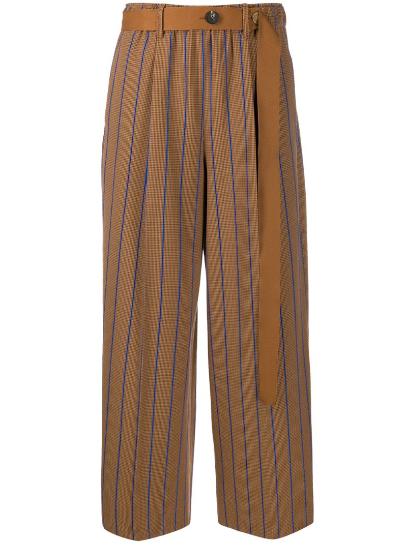 Alysi Striped Palazzo Trousers In Brown