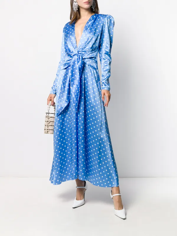 alessandra rich blue polka dot dress