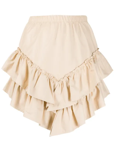 Click to view more detailed imagery on our partner's website So Allure Asymmetric Tiered Short Skirt In Neutrals