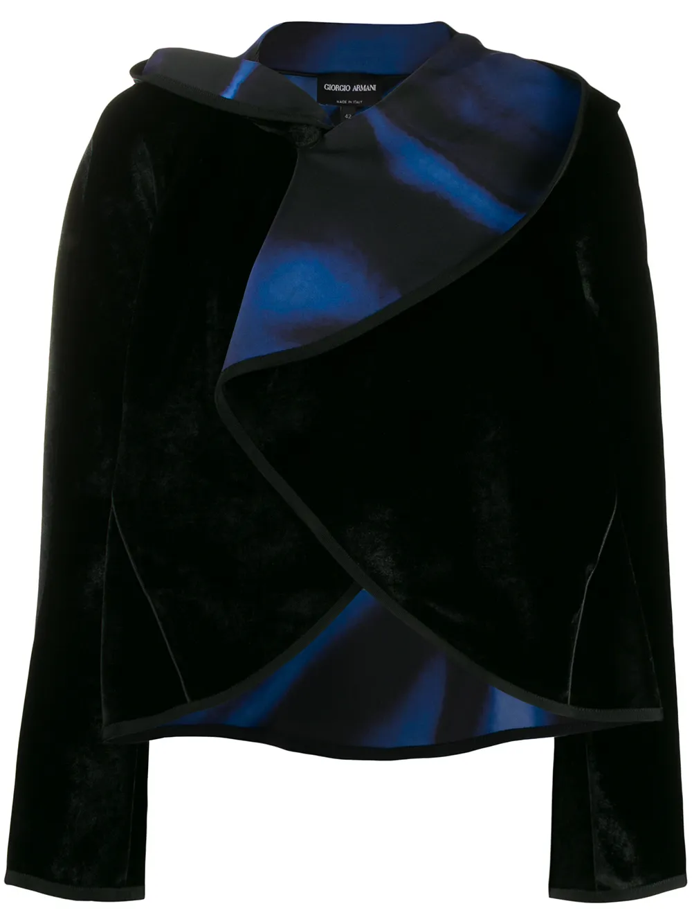 

Giorgio Armani chamarra de terciopelo con cuello drapeado - Negro