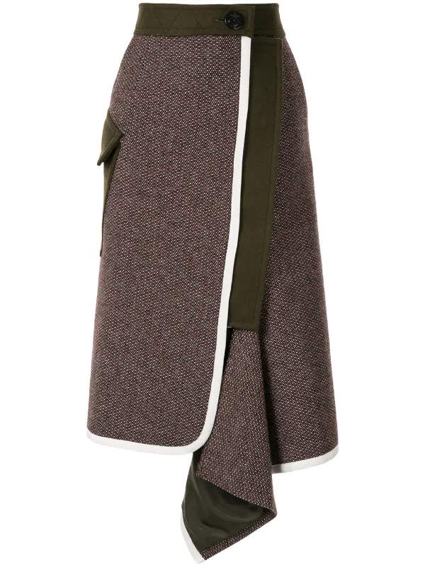Sacai Asymmetric Draped Midi Skirt Farfetch Com