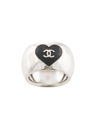 CHANEL CC Logo Ring Silver Plated 01P France Accessory 01MU593