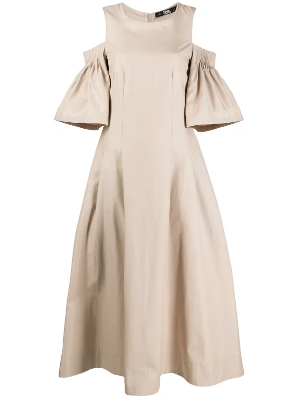 cold shoulder flare dress