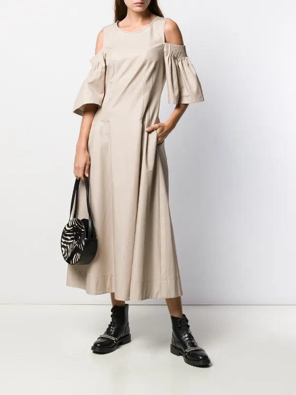 cold shoulder flare dress
