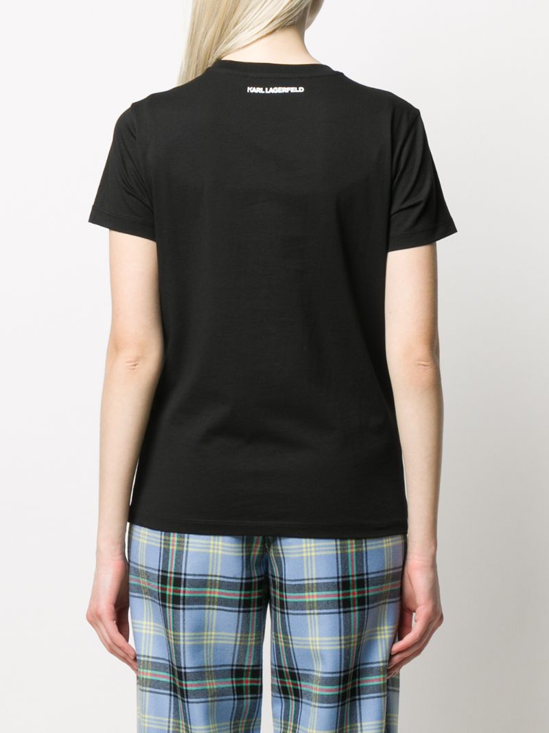 Shop Karl Lagerfeld Circle Logo Cotton T-shirt In Black