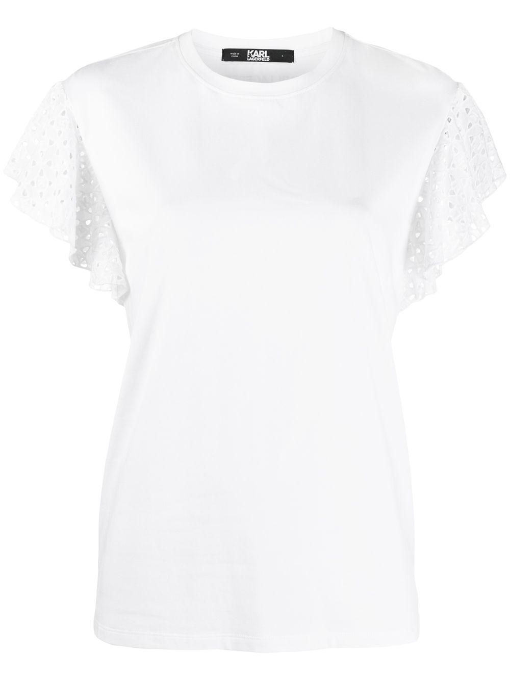 Shop Karl Lagerfeld Karl Ruffle T-shirt In White