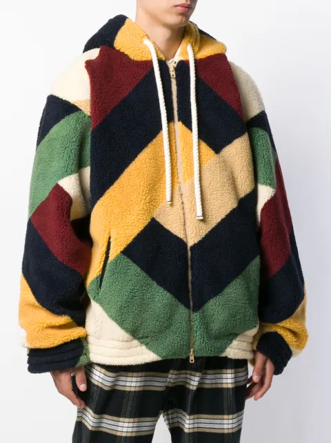 drôle de monsieur men's oversized graphic sherpa jacket