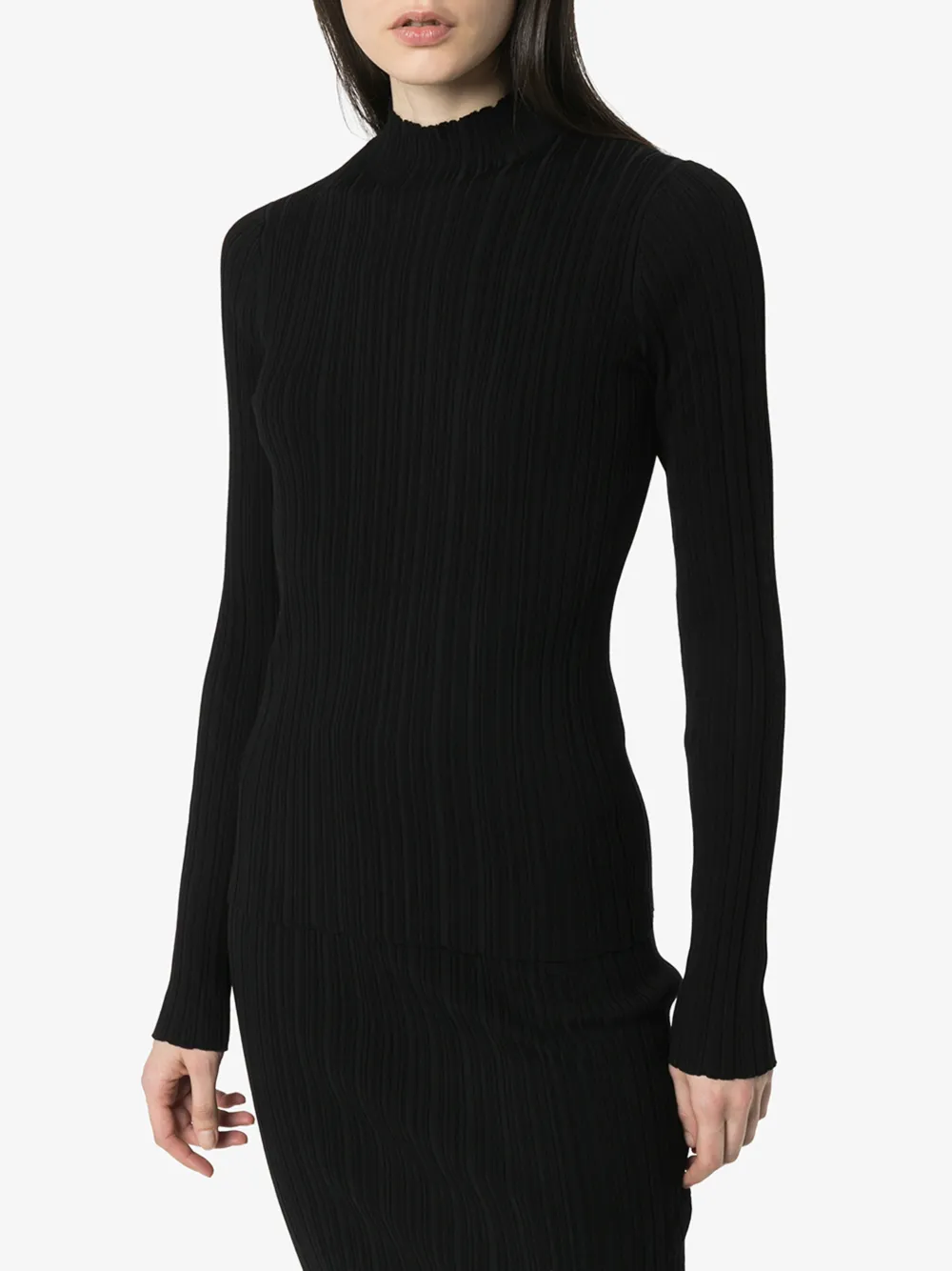ACNE STUDIOS ACNE STUDIOS BLACK MOCK NECK RIBBED SWEATER,A6014514526173