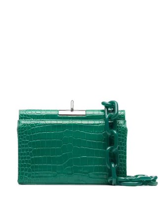 green patent leather purse