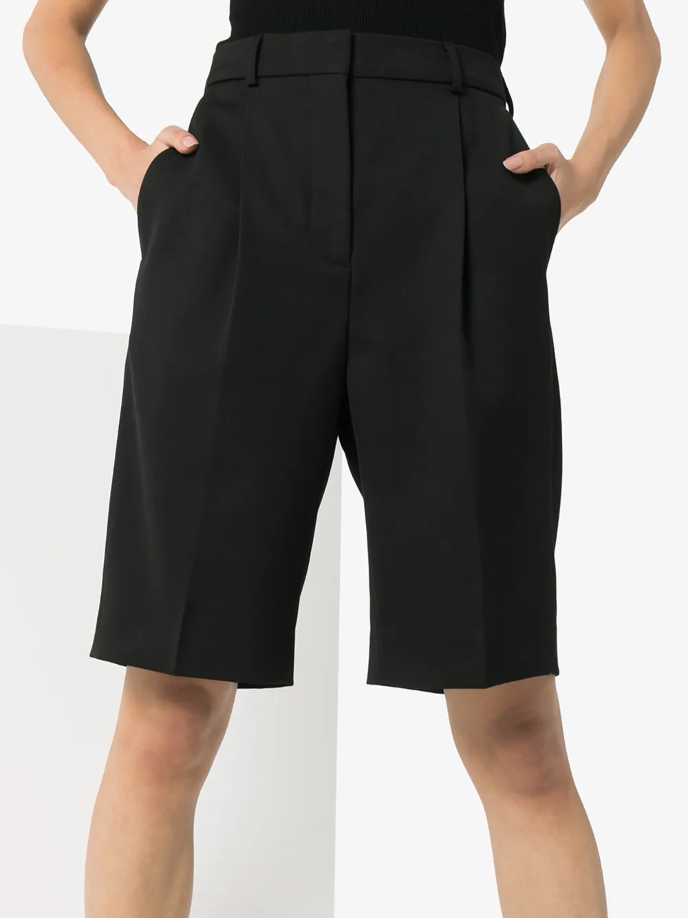 ACNE STUDIOS ACNE STUDIOS WOMENS BLACK TAILORED KNEE-LENGTH SHORTS,FNWNSHOR00000414526335