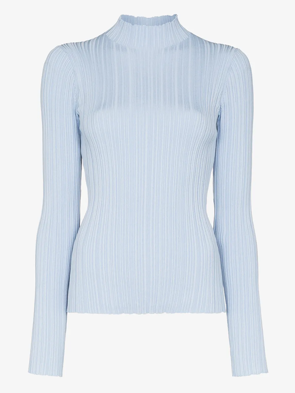 ACNE STUDIOS ACNE STUDIOS BLUE MOCK NECK RIBBED SWEATER,A6014514526367