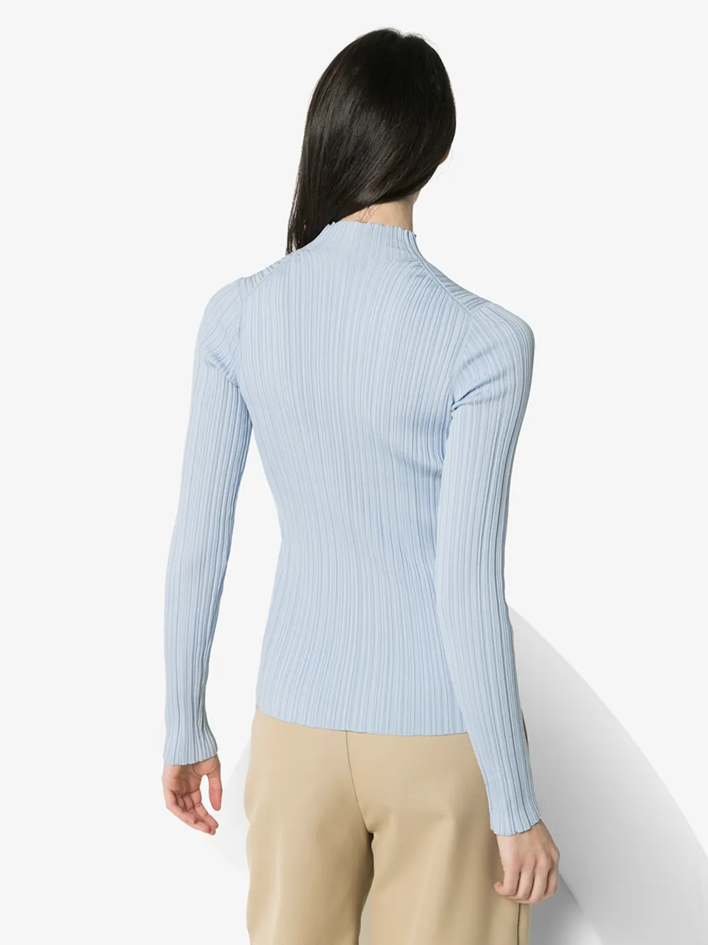 ACNE STUDIOS ACNE STUDIOS BLUE MOCK NECK RIBBED SWEATER,A6014514526367