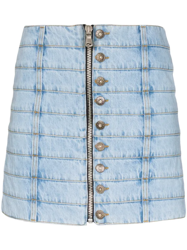 panelled denim skirt