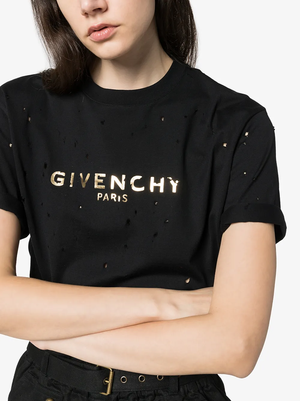 фото Givenchy футболка с перфорацией и логотипом