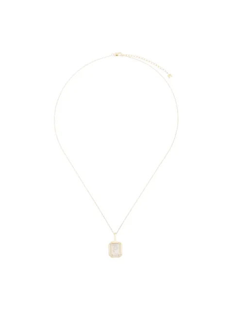 Mateo Colar com pingente de letra P em ouro 14k com diamantes e cristais