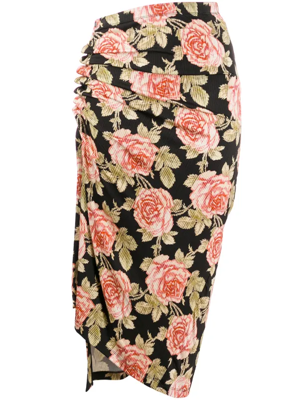 rose print wrap dress