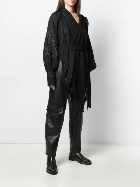 ANN DEMEULEMEESTER EMBROIDERED WRAP TOP