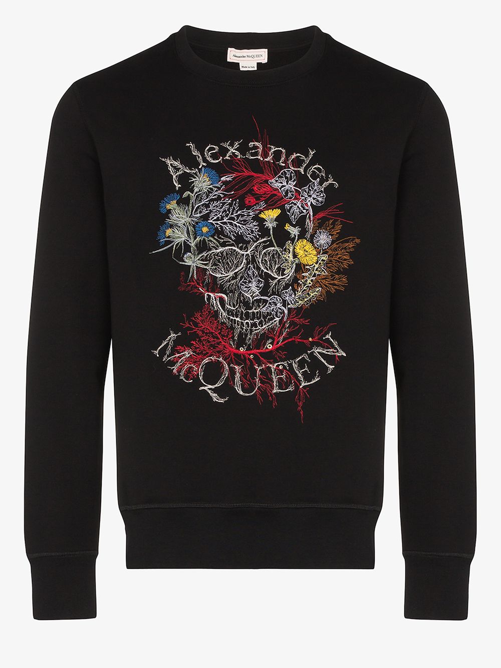 ALEXANDER MCQUEEN ALEXANDER MCQUEEN FLORAL LOGO EMBROIDERED COTTON SWEATSHIRT,599610QOZ7614528090