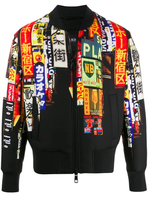 Click to view more detailed imagery on our partner's website Neil Barrett City Lights Bomber Jacket In 1874 Black Multicolor
