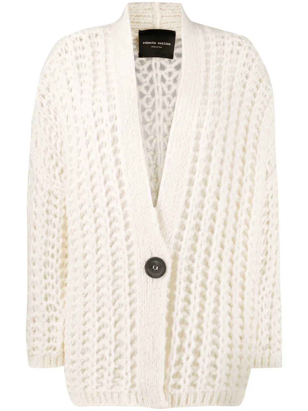 Roberto Collina Opengebreid vest Beige