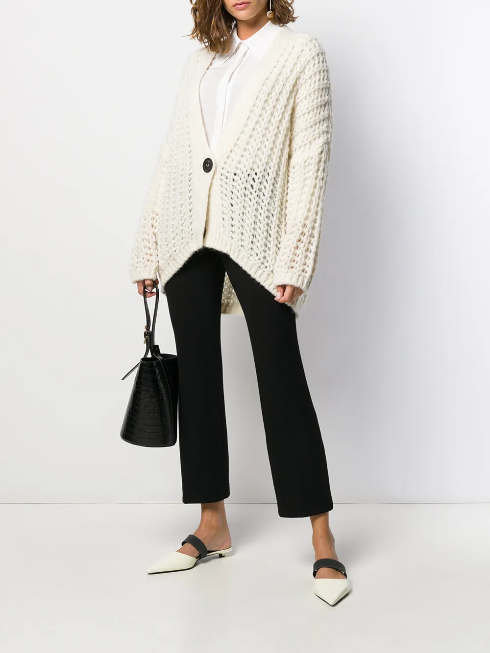Roberto Collina Opengebreid vest Beige