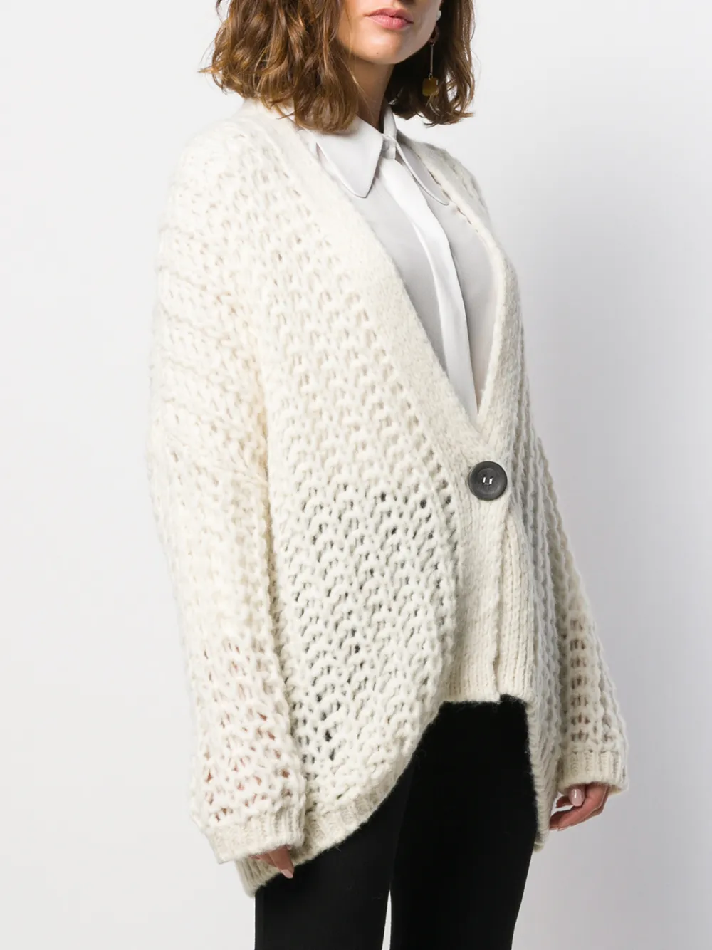 Roberto Collina Opengebreid vest Beige