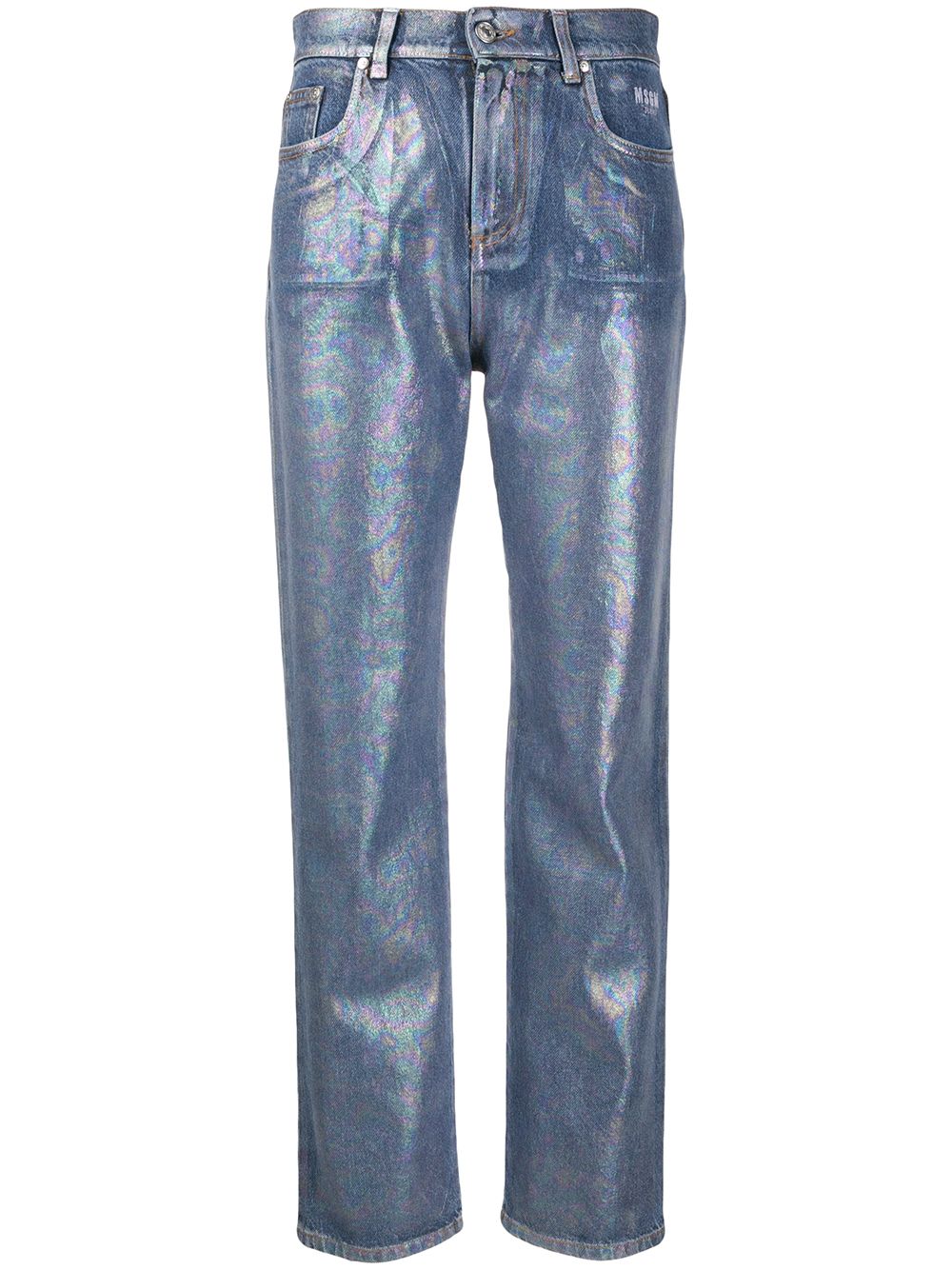 фото MSGM джинсы прямого кроя с эффектом металлик