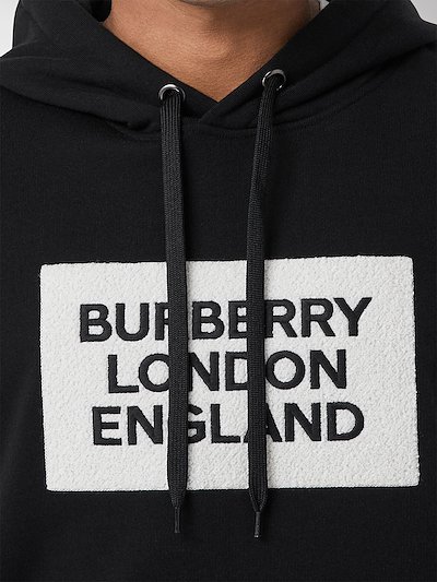 Burberry logo appliqué hoodie black | MODES