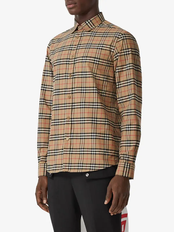 Shop Burberry small scale check shirt with Express Delivery - FARFETCH