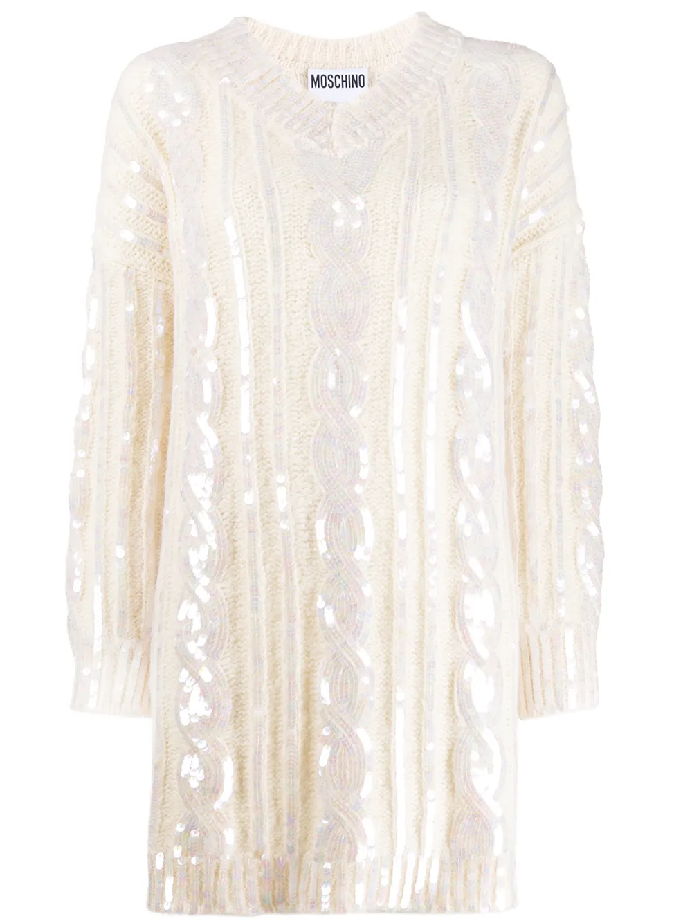 Moschino Strickkleid mit Pailletten - Weiß