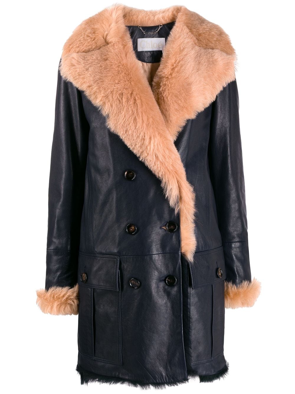 фото Chloé однобортное пальто с меховой подкладкой