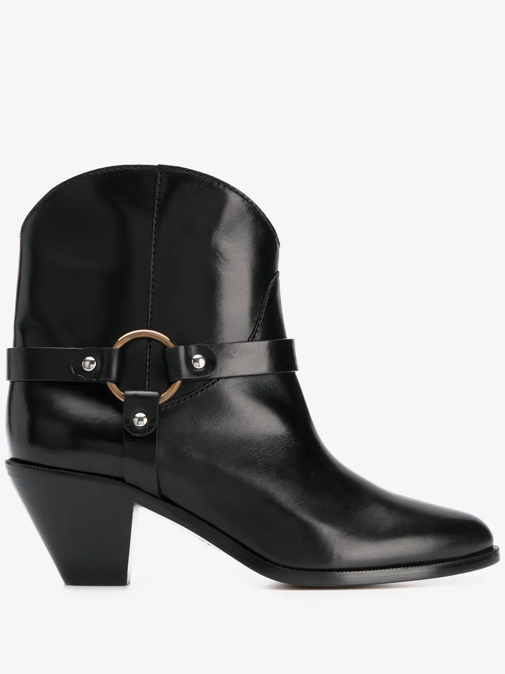 strap-embellished ankle boots