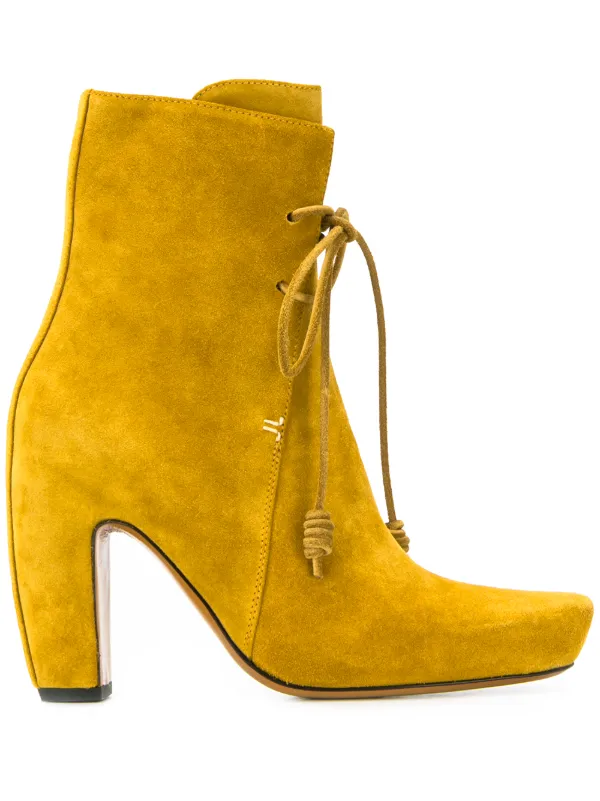 yellow lace up boots