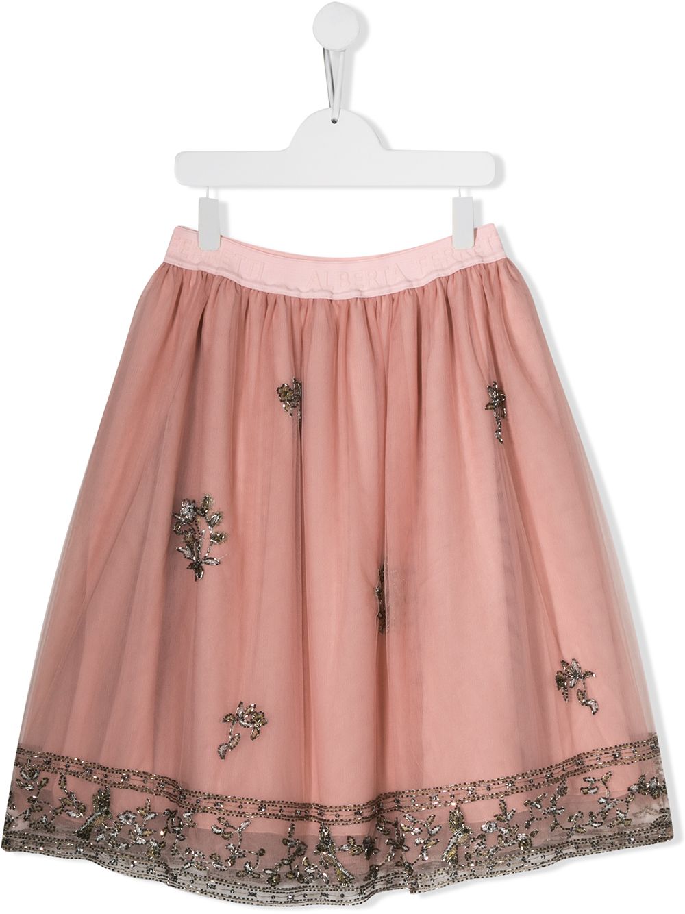 фото Alberta Ferretti Kids юбка из тюля с вышивкой бисером