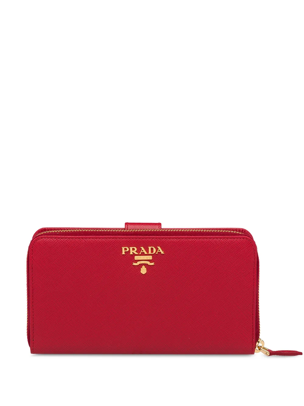 

Prada Saffiano logo plaque wallet - Red