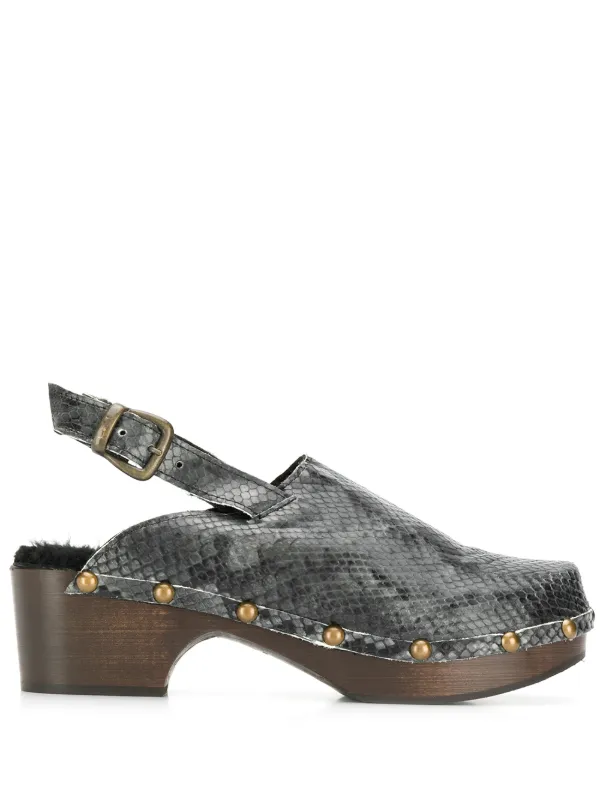 snakeskin clogs