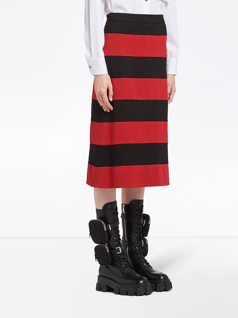 PRADA JERSEY STRIPED SKIRT