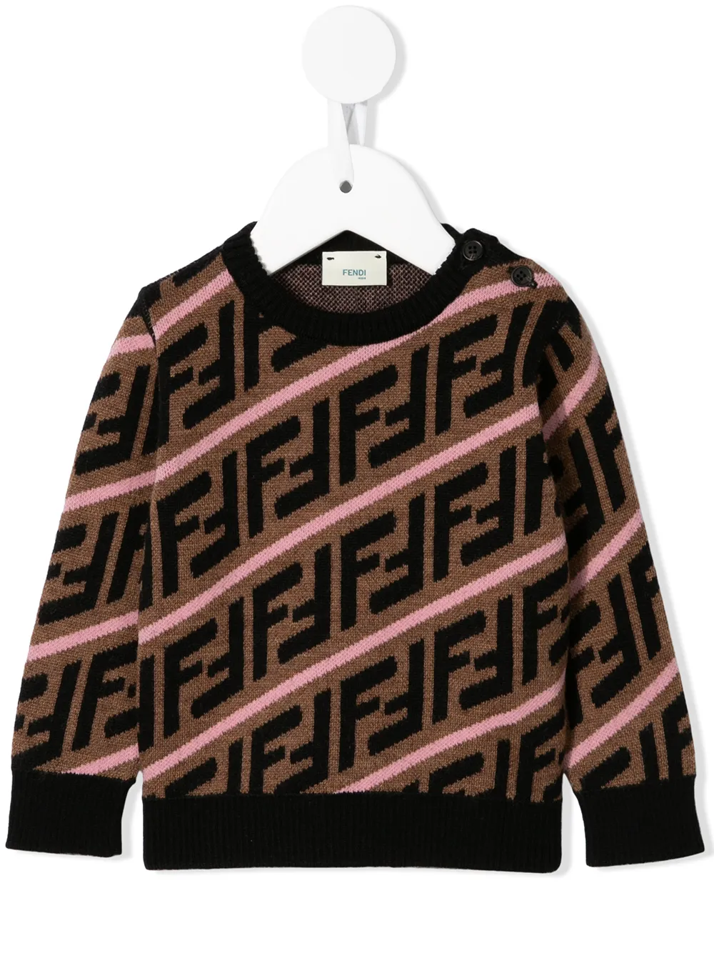Fendi Kids джемпер вязки интарсия с логотипом FF Fendi Kids джемпер вязки интарсия с логотипом FF