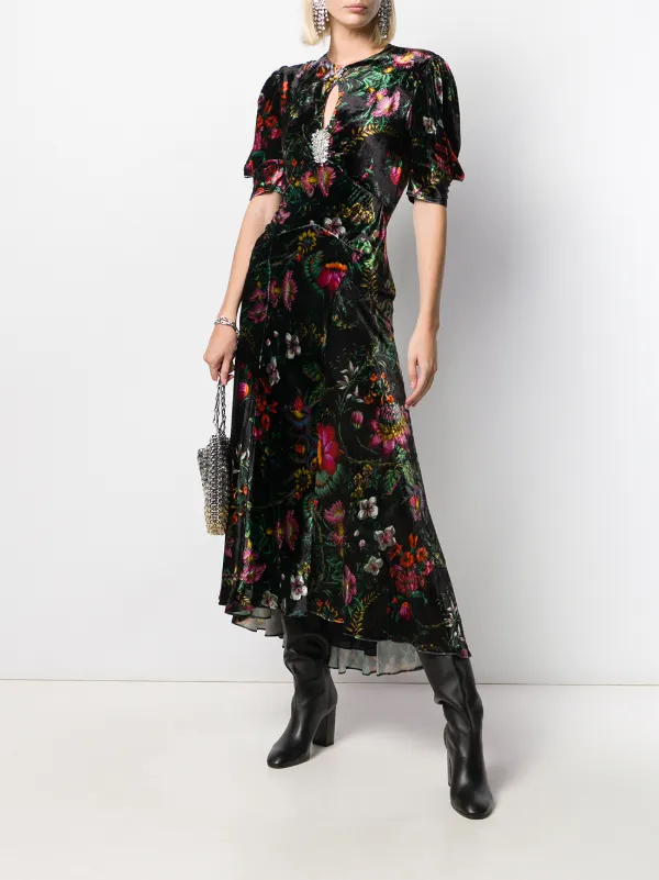 black with flowers dress