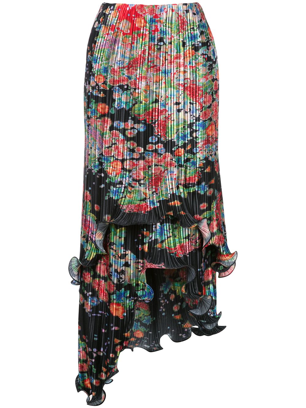 Givenchy floral-print plissé asymmetric skirt - Multicolour