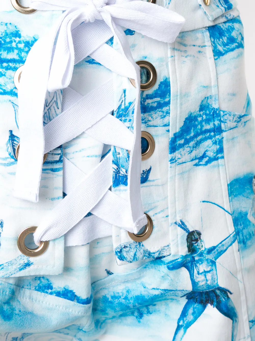 Isolda High Waist Printed Shorts In Blue