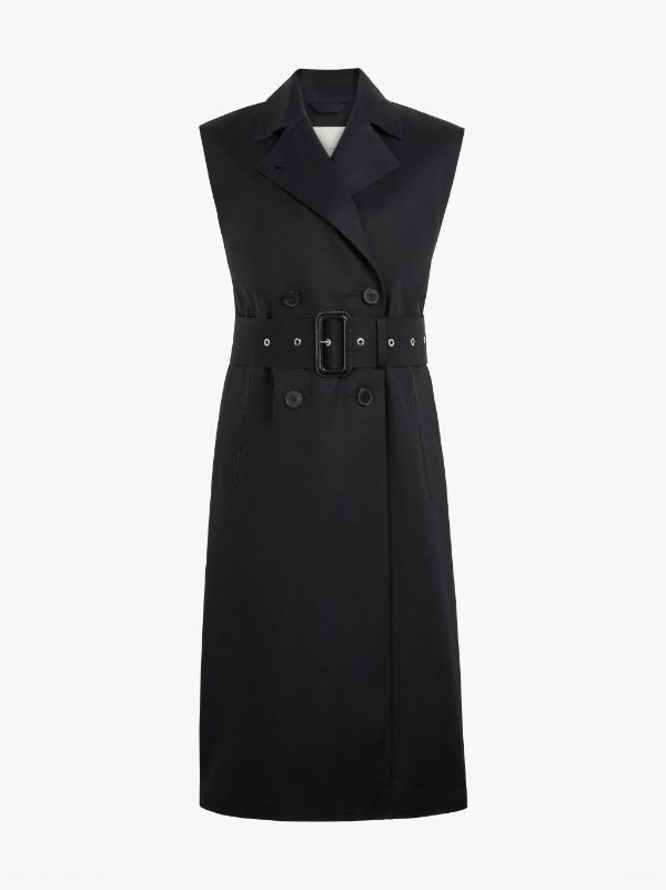 black sleeveless trench coat