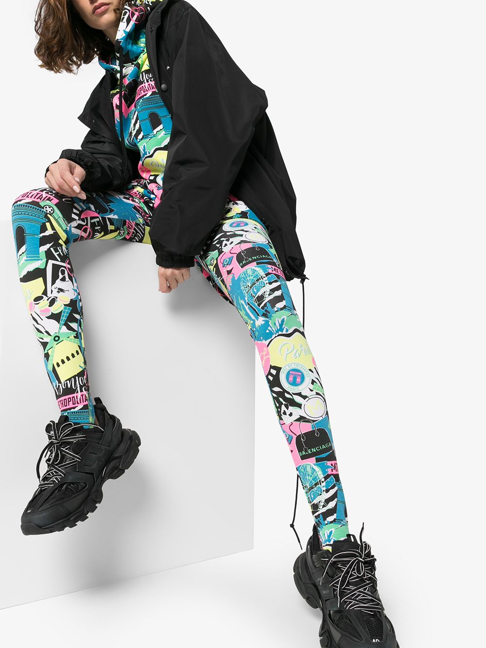 Balenciaga Legging met print - Blauw