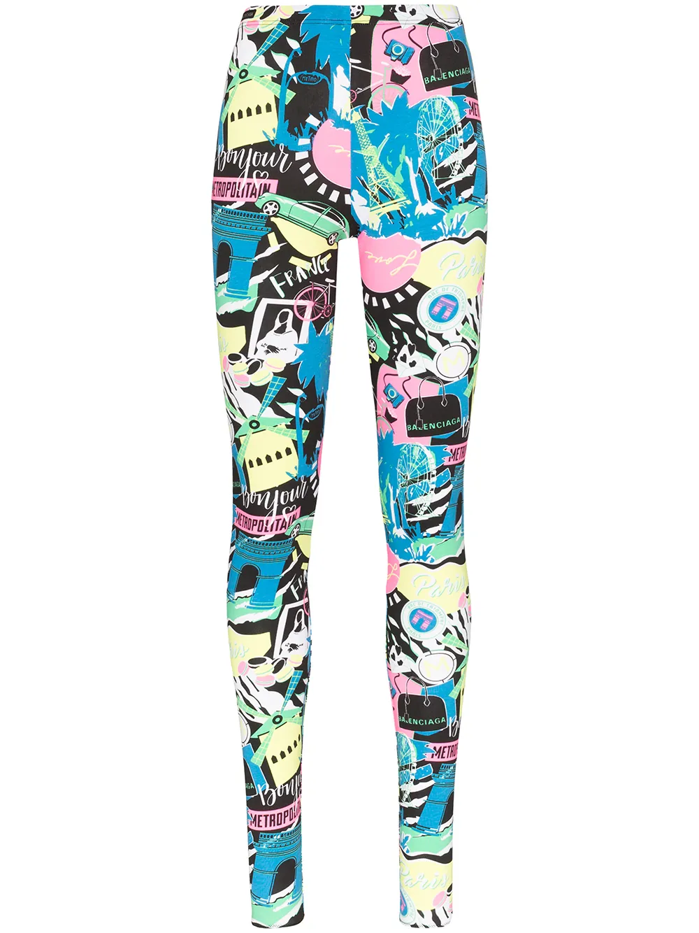 Balenciaga Leggings Paris Night con stampa - Blu