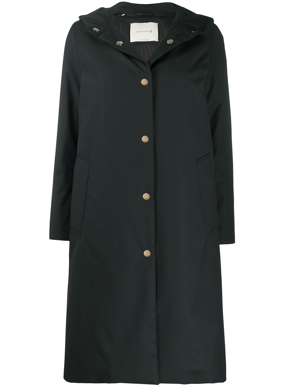 Shop Mackintosh Chryston Hooded Padded Raincoat In Black