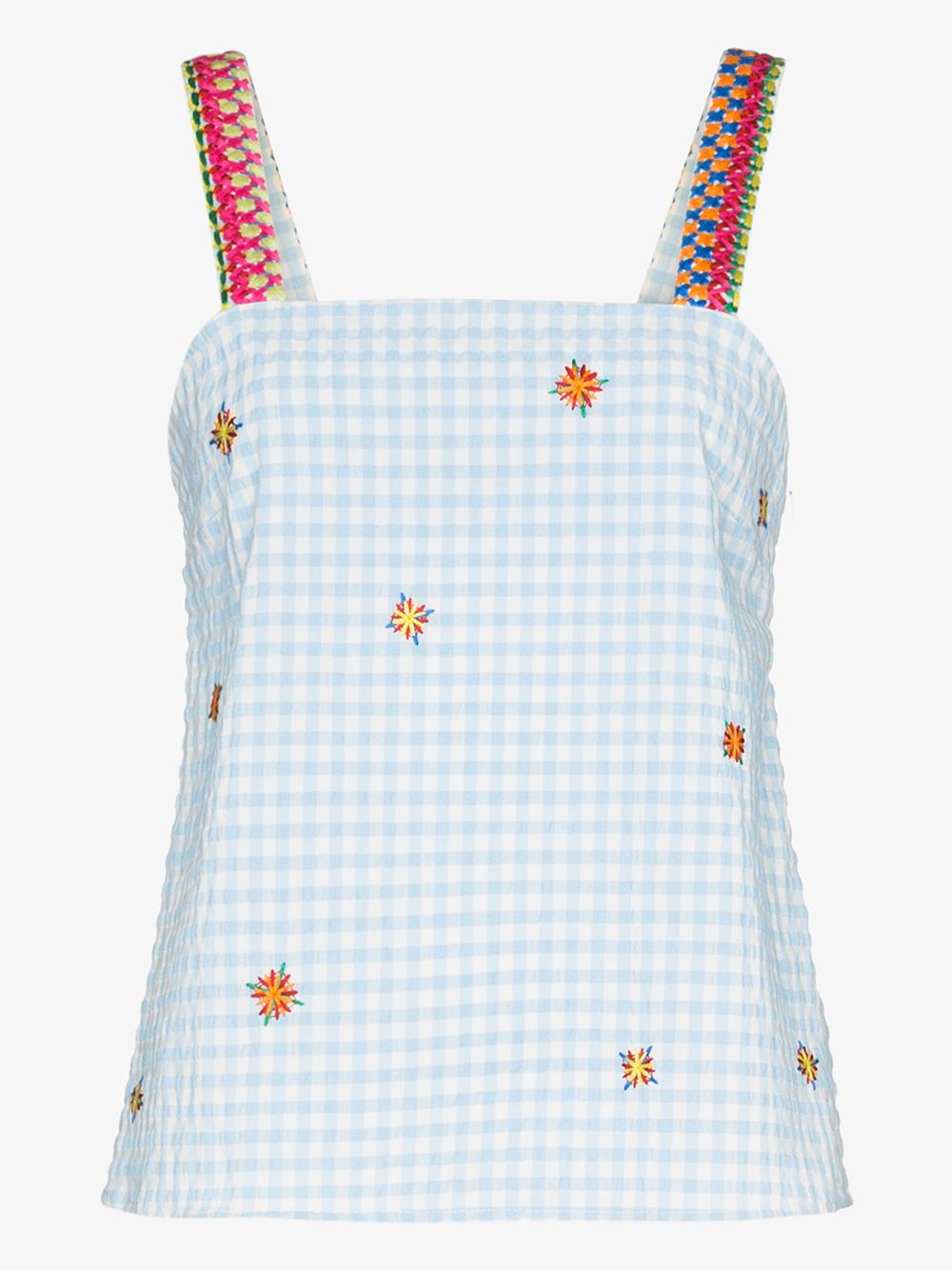 MIRA MIKATI EMBROIDERED GINGHAM TOP,TOP031SS2014534993