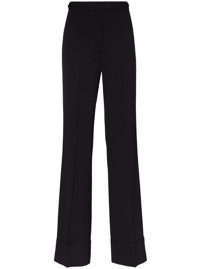 Shop Lemaire High-waisted Straight Leg Trousers In Blue