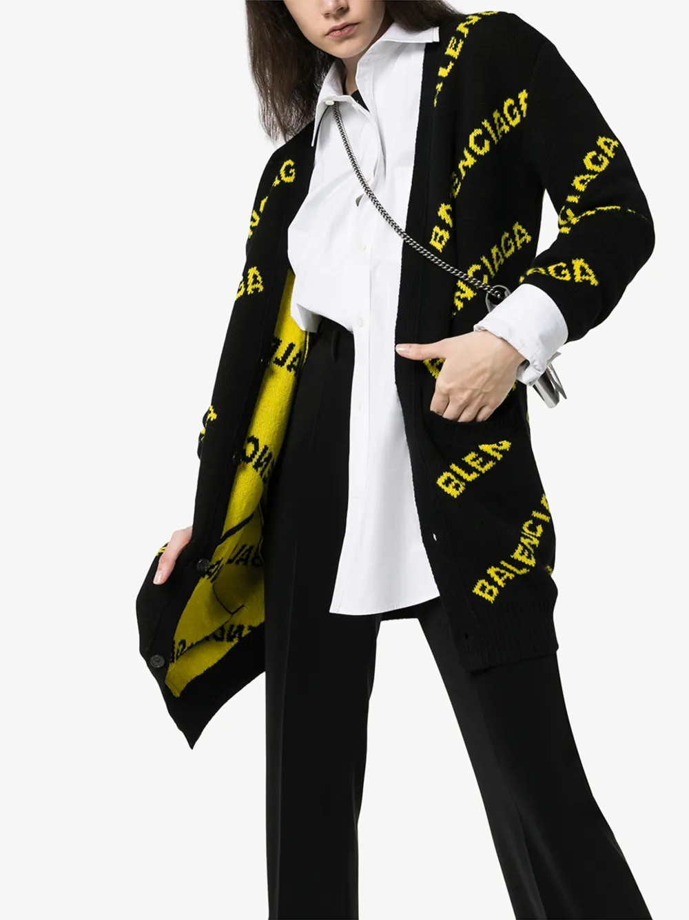 BALENCIAGA LOGO KNIT CARDIGAN,555280T1473107514535054